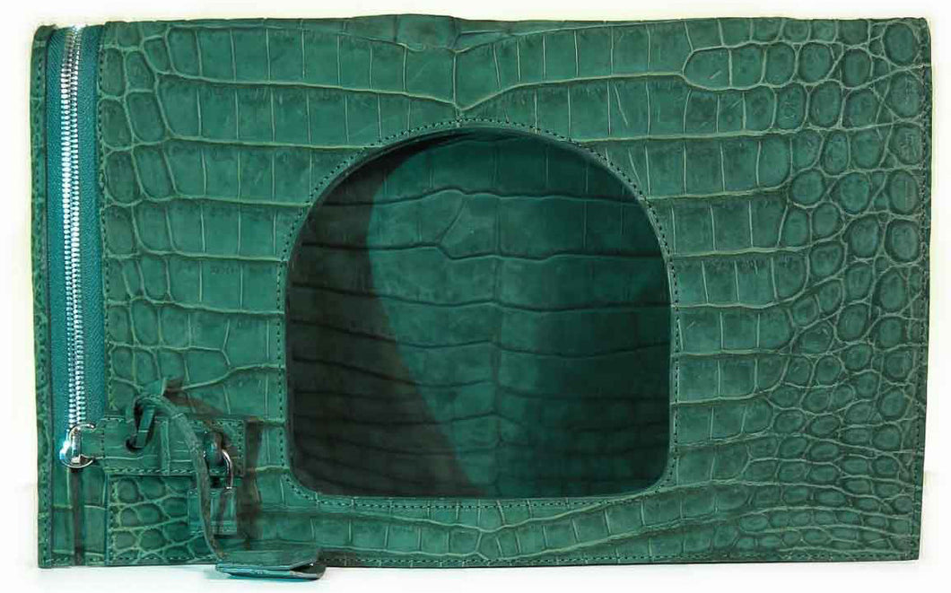 Foldover Clutch in Suede Crocodile