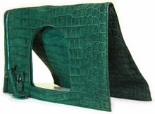 Load image into Gallery viewer, Foldover Clutch in Suede Crocodile