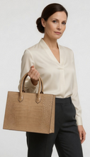 Load image into Gallery viewer, Structured Shopping Tote in Crocodile