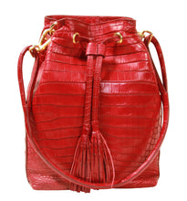 Load image into Gallery viewer, Crocodile Bucket bag in Red matte