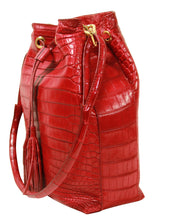 Load image into Gallery viewer, Crocodile Bucket bag in Red matte