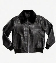 Load image into Gallery viewer, Men's Crocodile Jacket with Mink collar
