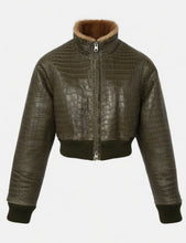 Load image into Gallery viewer, Reversible Crocodile and mink cropped jacket
