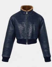 Load image into Gallery viewer, Reversible Crocodile and mink cropped jacket