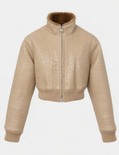 Load image into Gallery viewer, Reversible Crocodile and mink cropped jacket
