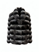 Load image into Gallery viewer, Natural Chinchilla Black Velvet jacket