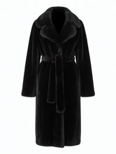 Load image into Gallery viewer, Black Mink Jacket with a belt 115 cm