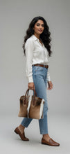Load image into Gallery viewer, Structured Shopping Tote in Springbok Fur