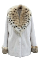 Load image into Gallery viewer, White Mink Jacket with Lynx collar and cuffs