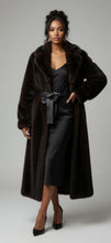 Load image into Gallery viewer, Machogany Full lenght Mink Jacket with leather belt 125 cm