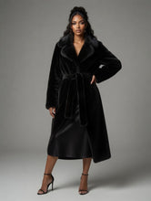 Load image into Gallery viewer, Black Mink Jacket with a belt 115 cm