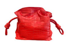Load image into Gallery viewer, Soft Drawstring bag in Red Crocodile