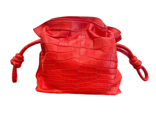 Soft Drawstring bag in Red Crocodile