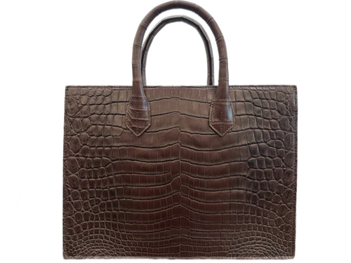 Structured Shopping Tote in Crocodile