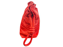 Load image into Gallery viewer, Soft Drawstring bag in Red Crocodile
