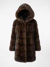 Load image into Gallery viewer, Brown Mink Jacket with the hood