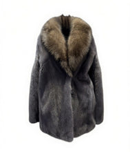Load image into Gallery viewer, Graphite mink Jacket with Sable collar