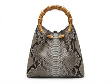 Load image into Gallery viewer, Bamboo handle pleated bag in python