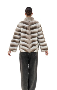 2025-2026 Fall Winter collection Natural Caramel Chinchilla Chevron cut