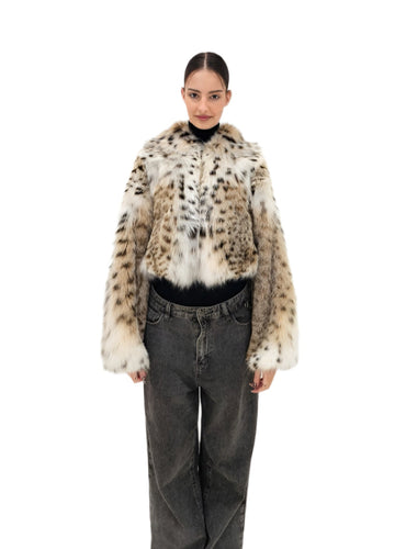 2025-2026 Fall Winter collection Natural lynx with hood jacket