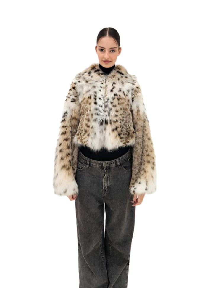 2025-2026 Fall Winter collection Natural lynx with hood jacket