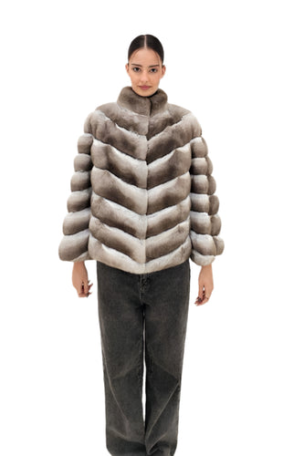 2025-2026 Fall Winter collection Natural Caramel Chinchilla Chevron cut