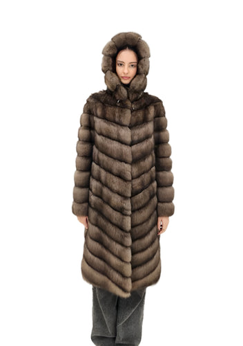 2025-2026 Fall Winter collection Barguzin Sable Chevron cut with the hood Tortorra color