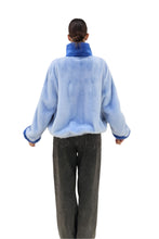 Load image into Gallery viewer, 2025-2026 Fall Winter collection Blue Multicolor Bomber jacket in Mink