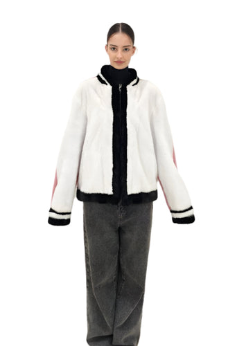 2025-2026 Fall Winter collection White front and Pink back Mink detail
