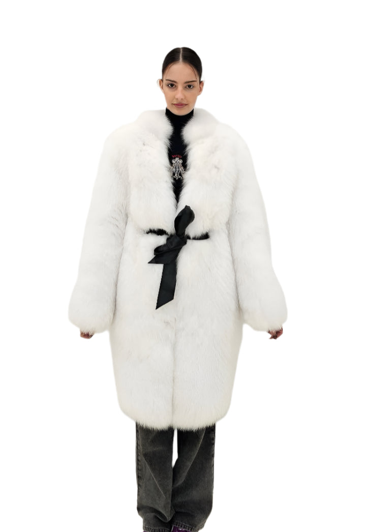 2025-2026 Fall Winter collection White fox Jacket with the belt