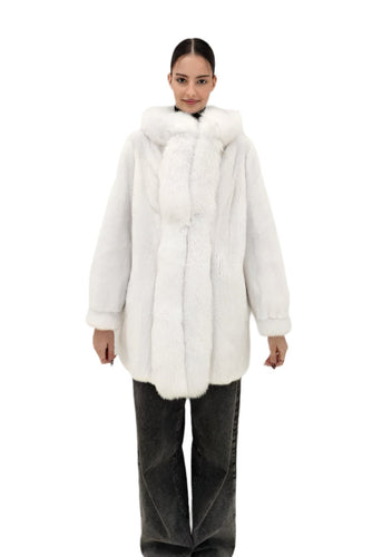 2025-2026 Fall Winter collection White Mink trimmed with Arctic Fox