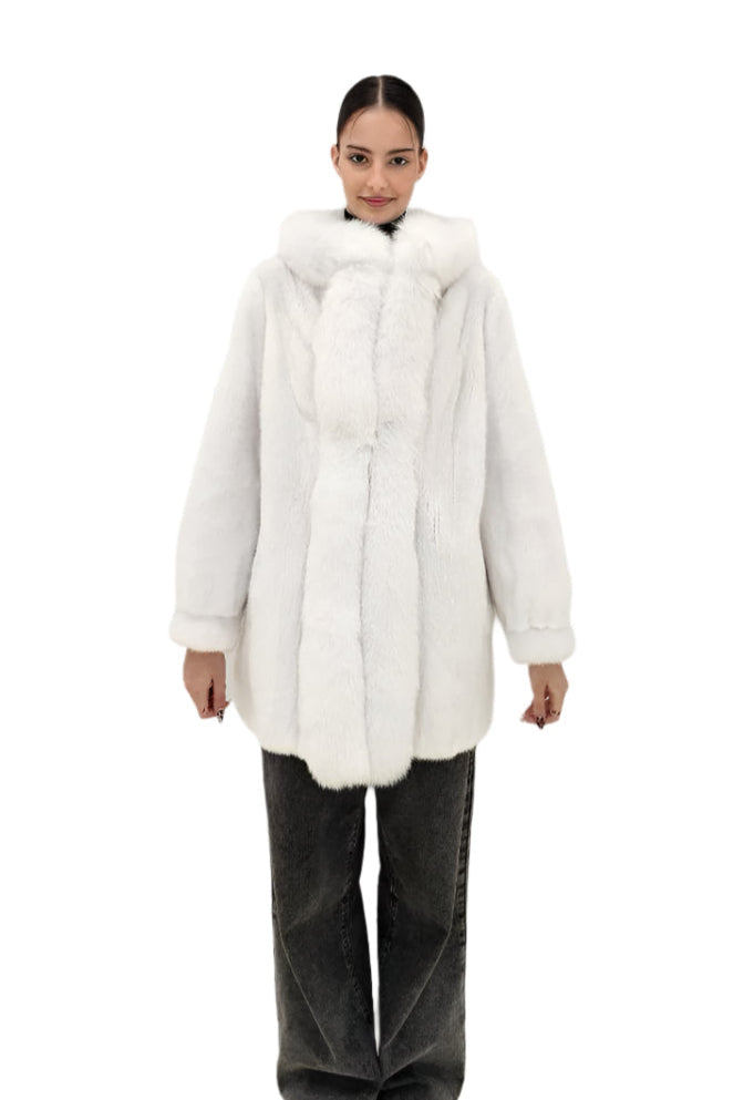2025-2026 Fall Winter collection White Mink trimmed with Arctic Fox
