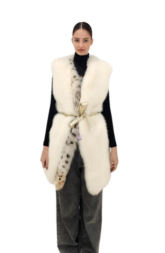 2025-2026 Fall Winter collection Arctic Fox Mink Vest trimmed with Lynx