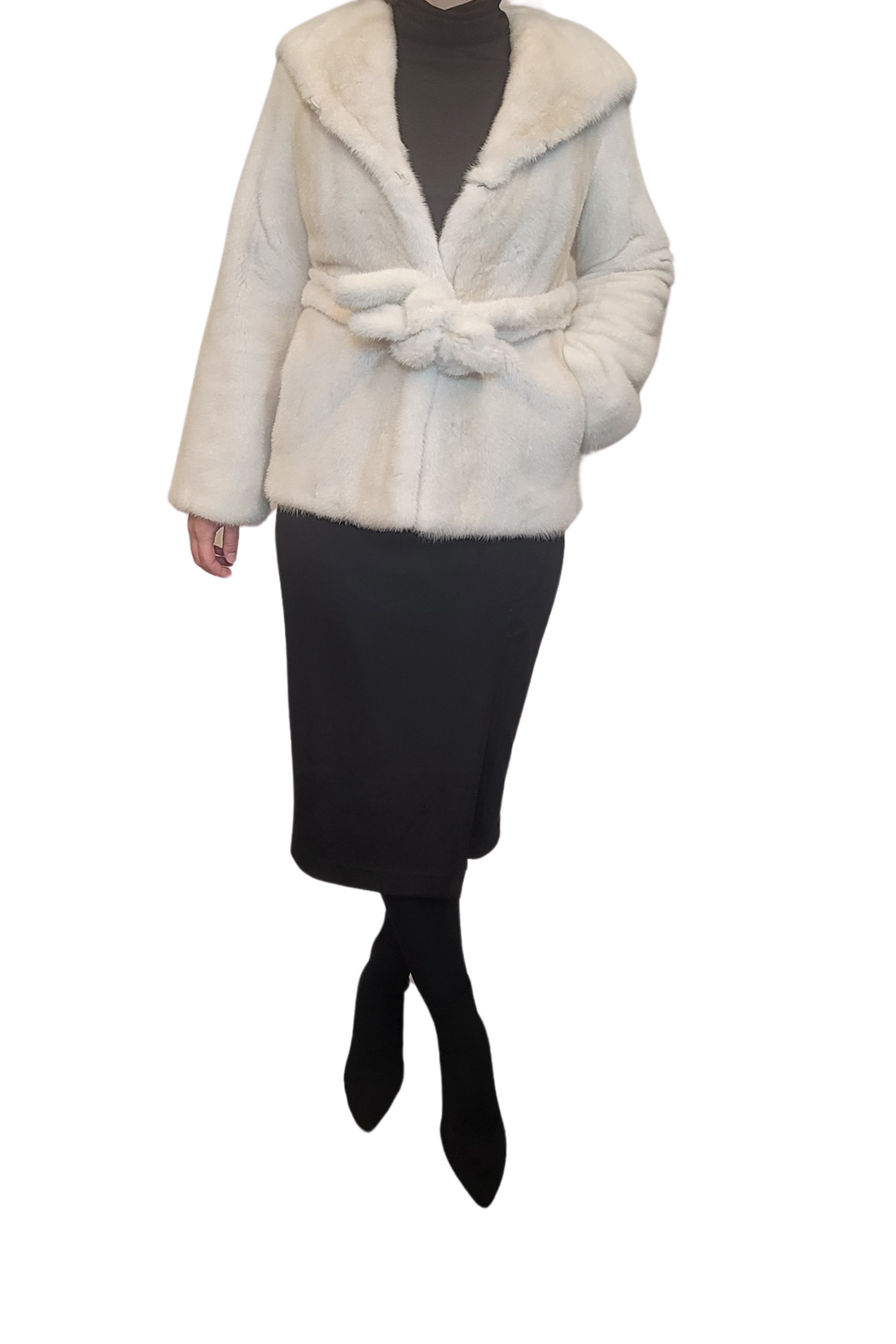 Pearl Mink Vertical cut jacket with the hood 2025 Collection