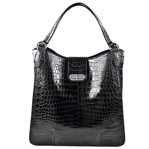 Crocodile Rainier bag in Black Shinny