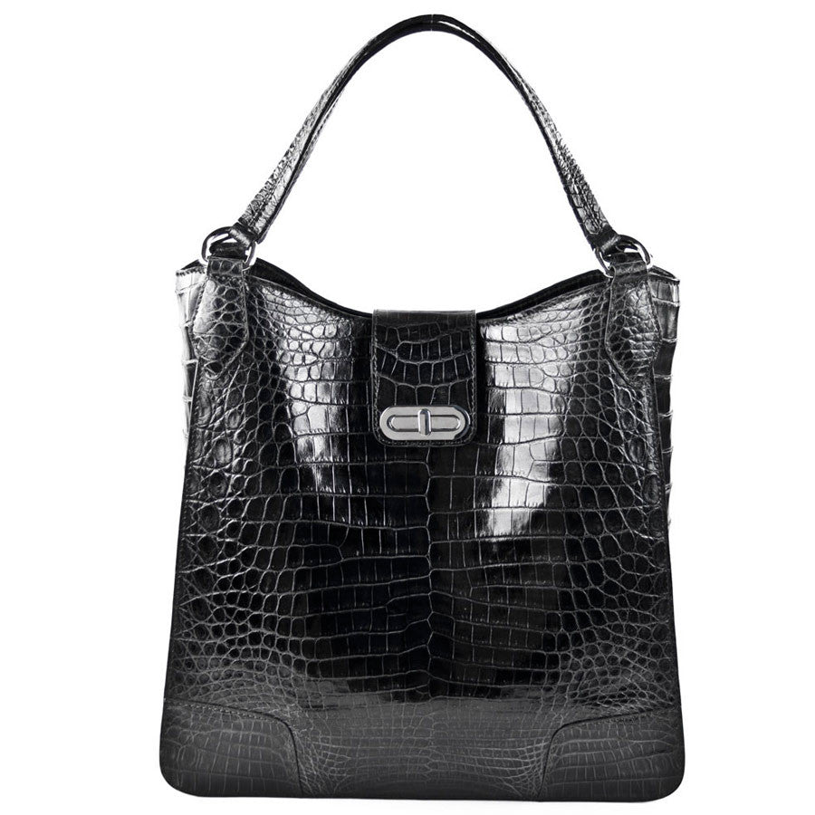 Crocodile Rainier bag in Black Shinny