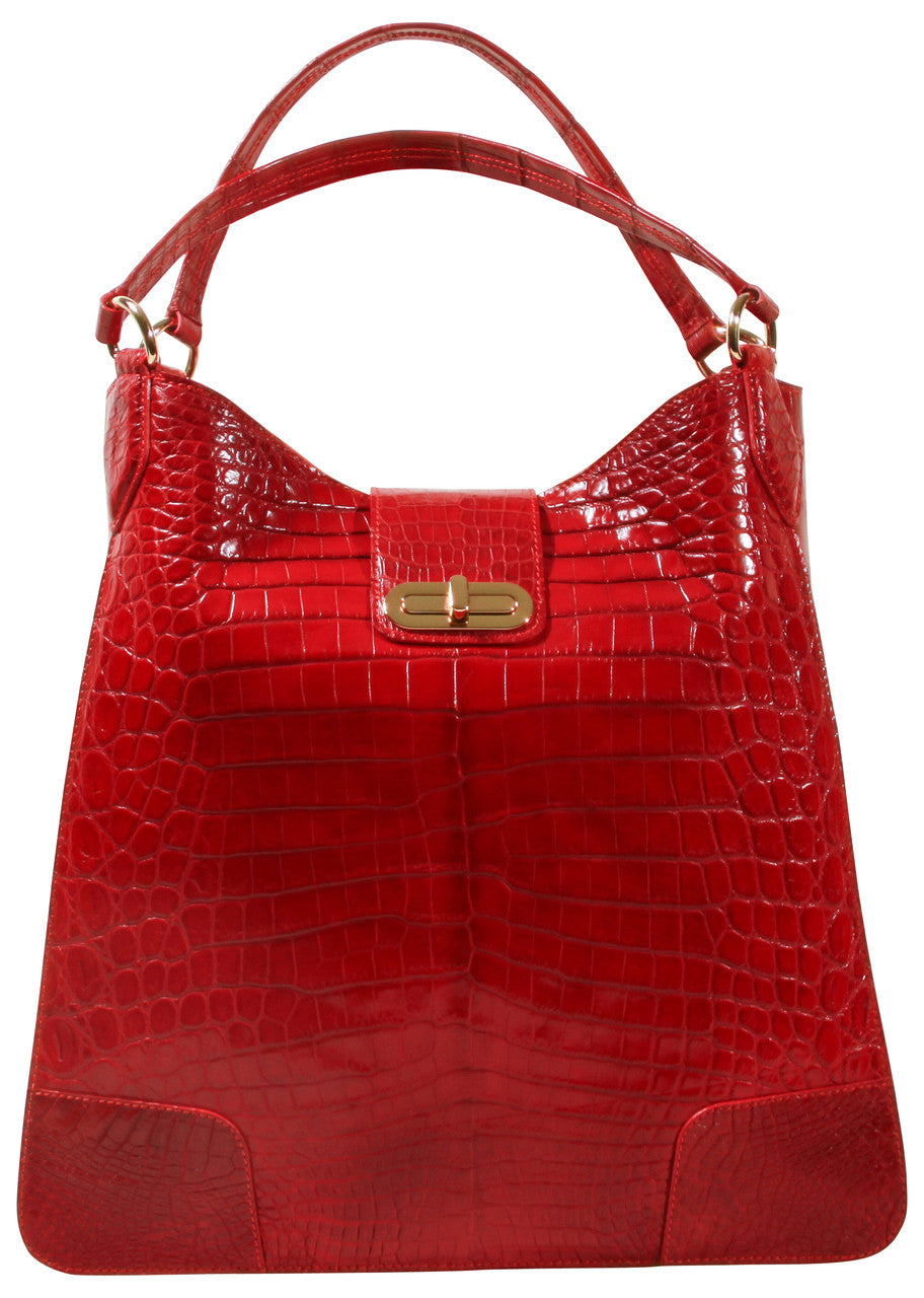 Crocodile Rainier bag in Red Shinny